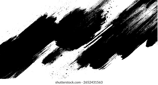 Bold black ink brush stroke texture on white background. Perfect for grunge-style designs