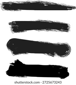 Conjunto de pinceladas de tinta negra con texturas expresivas ásperas