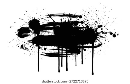 Mancha de tinta preta negrito sobre fundo branco para projetos criativos