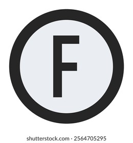 Bold black letter F enclosed within a thick circular outline on a light background. A simple and clean design for logos, branding, and professional graphic design projects.