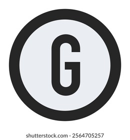 Bold black letter G encased in a thick circular outline on a light background. A strong and clean design for logos, branding, and professional graphic design applications.