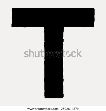 Bold black letter T typography Vintage font illustration, isolated vector.