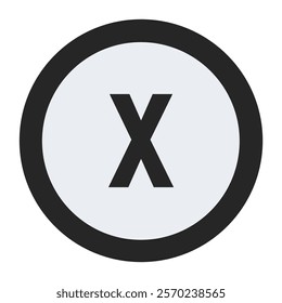 Bold Black Letter x in Thick Circular Frame on Soft Gray Background – Geometric Icon for Professional Branding