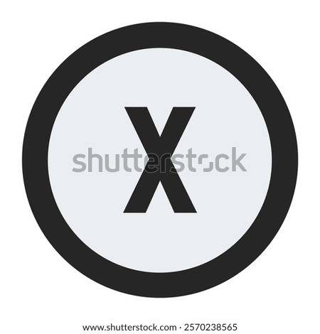 Bold Black Letter x in Thick Circular Frame on Soft Gray Background – Geometric Icon for Professional Branding
