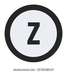 Bold Black Letter z in Thick Circular Frame on Soft Gray Background – Geometric Icon for Professional Branding