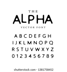 Bold black letters and numbers set. Font for promo, logo, headline and typography design. Vector ABC.