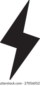 Silueta de relámpago negro audaz que simboliza el poder, la energía, la velocidad, la electricidad, las alertas, la carga y el peligro; ideal para la tecnología, los App de Climas, los íconos de las baterías, la entrega rápida y la marca energética.