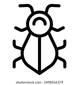 Bold black line beetle icon representing insects and bugs, perfect for nature and wildlife projects