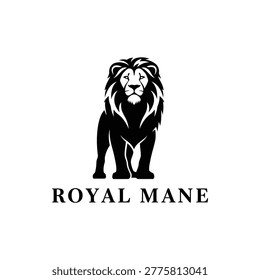 Bold black lion logo featuring a majestic mane and regal stance. Designed for luxury brands, heraldry, and premium identity projects that evoke strength, authority, and timeless elegance.