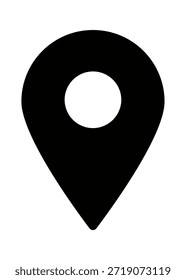 Icono de un pin de ubicación en negrita con un centro circular, que simboliza la navegación y el mapeo.