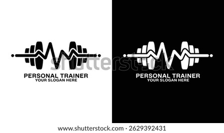 Bold black logo featuring a dumbbell and heartbeat icon ideal for personal trainers fitness studios health brands and wellness coaches focused on strength and physical training