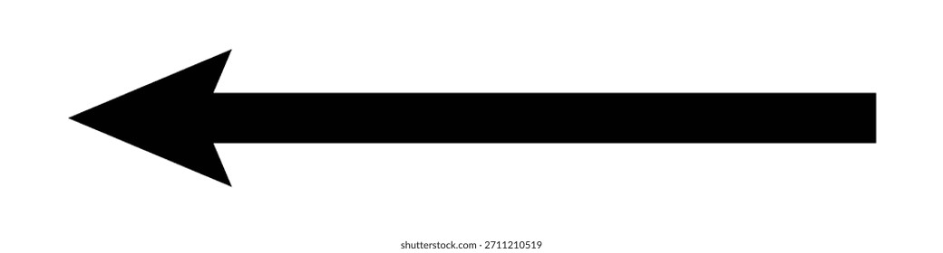  Vetor apontando seta longa preta em negrito. Ícone de seta preta para a esquerda.  Ícone de seta preta vetorial. seta longa preta sólida isolada no fundo branco. 