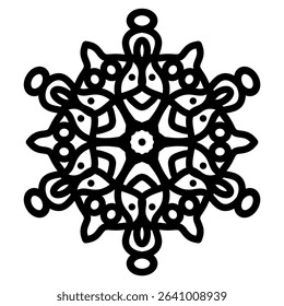Bold Black Mandala with Abstract Animal-Inspired Symmetry – Decorative Tribal Pattern