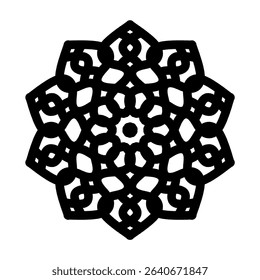Bold Black Mandala with Intricate Symmetry – Decorative Abstract Line Art Design