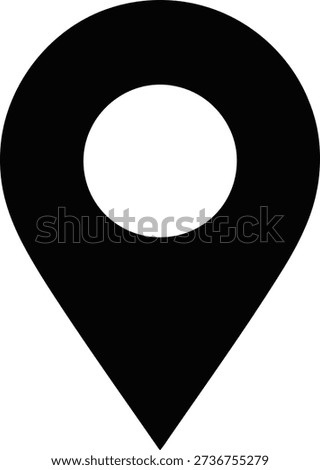 A bold black map marker icon, ideal for showing locations, GPS tracking, or points of interest on a clean white field.