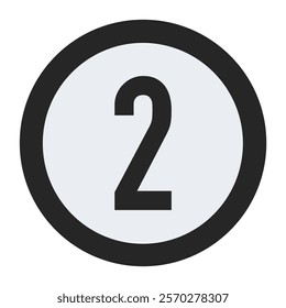 Bold Black Number Two with Thick Circular Outline for a Clear Visual Effect