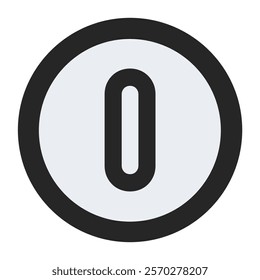 Bold Black Number Zero with Thick Outline in Minimalist Circle Design