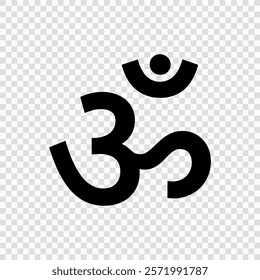 Bold black Om Aum symbol representing spirituality and cosmic sound on a transparent background