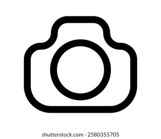Bold black outline camera icon.  Simple, minimalist design perfect for websites, apps, and presentations. Versatile graphic for photography, technology, or media concepts.