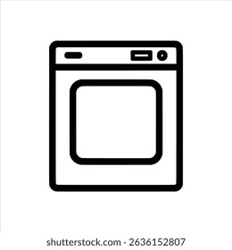 A bold black outline icon depicting a clothes dryer.  Perfect for laundry apps, appliance websites, or household infographics.  Simple, clean vector style.