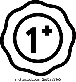 a bold black outline icon of a grade one plus rating