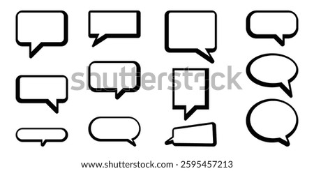 Bold Black Outline Speech Bubbles Set – Comic, Chat, Dialogue Frames