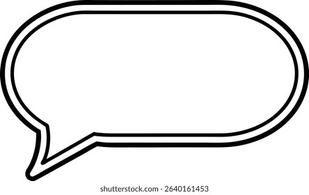Bold black outline vector speech bubble empty text box. chat icon on a white background
