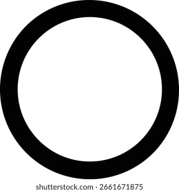 Bold black outlined circle symbol, minimal and geometric shape, suitable for UI elements, icons, or label graphics.