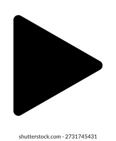 A bold black play button symbol on a white background, representing media, entertainment, and technology.