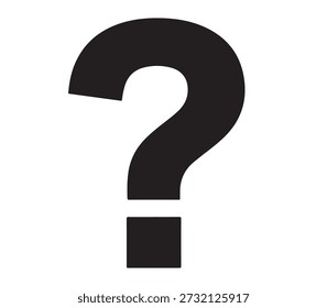 A bold black question mark symbol.