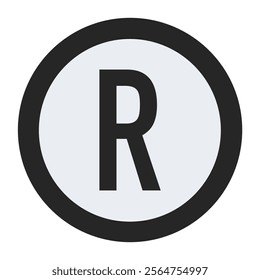 Bold Black R Letter Enclosed in a Circular Outline - Simple Vector Graphic for Logo Creation, Icon Design, and Monochrome Branding Concepts.