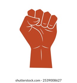 A bold, black raised-fist silhouette vector symbolizing strength, solidarity, and resistance. With clenched fingers and defined contours, it's a powerful icon for unity and empowerment.