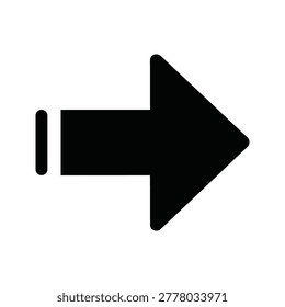 Bold black right arrow icon with preceding line element for progression