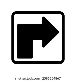 Bold Black Right Turn Symbol on a White Background