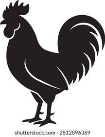 A bold black rooster silhouette conveying strength and vigilance. Ideal for agricultural branding or farm-to-table concepts.