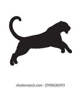 Bold Black Running Leopard Silhouette for Striking Graphic Designs - Leopard Vector - Leopard Icon
