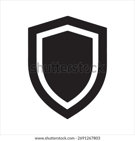 A bold, black shield icon with a white outline, symbolizing protection, security, and defense.