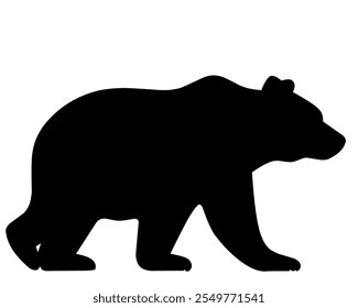 Uma silhueta preta arrojada de um urso em uma pose natural de pé. Perfeito para a vida selvagem, ao ar livre e temas de aventura, este design versátil combina com logotipos, vestuário e campanhas ambientais