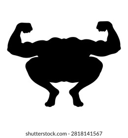 A bold black silhouette of a crab showing off its muscular claws and body, emphasizing strength and resilience in nature.