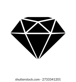 A bold, black silhouette of a diamond, showcasing a distinct and impactful graphic style.