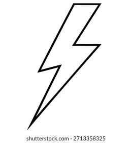 Uma silhueta preta e arrojada de um raio dinâmico, simbolizando energia elétrica, energia e uma súbita explosão de força.