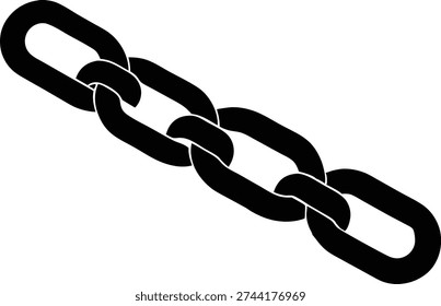 Bold black silhouette of a four-link metal chain on a white background, representing strength and connection.