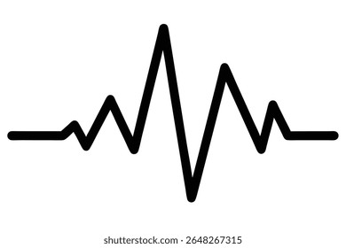 A bold black silhouette of an irregular waveform against a white background The line is thick and the peaks and valleys are uneven creating a dynamic visual.