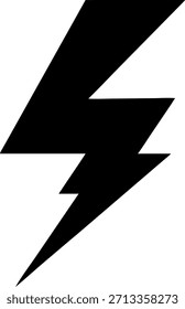 Una atrevida silueta negra de un rayo, que representa la energía eléctrica y la potencia. Ideal para conceptos de velocidad, fuerza y electricidad.