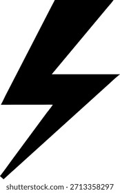 Eine gewagte, schwarze Silhouette eines Blitzes, die starke elektrische Energie und einen plötzlichen Stromstoß symbolisiert.