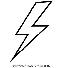 A bold, black silhouette of a lightning bolt, symbolizing electric energy, power, and a sudden burst of force. Ideal for impactful designs.