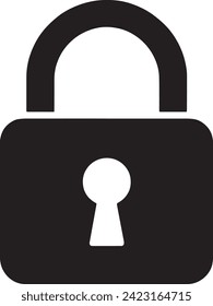 Eine mutige, schwarze Silhouette eines Padlock-Ikons, die Sicherheit und Schutz symbolisiert, hebt sich vor einem dunkelweißen Hintergrund hervor. 