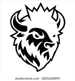 Bold black silhouette of a roaring bull's head
