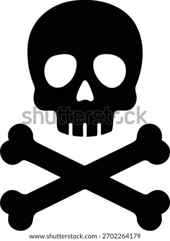 A bold black skull and crossbones against a white backdrop creates a striking image. The symbol is synonymous with danger, mortality, and serves as a potent warning.