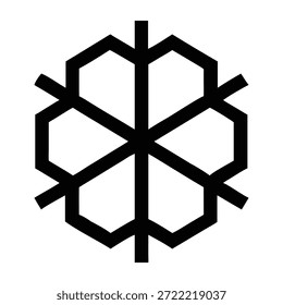 Ilustração em floco de neve preto e arrojado com um padrão geométrico complexo, porém simétrico.